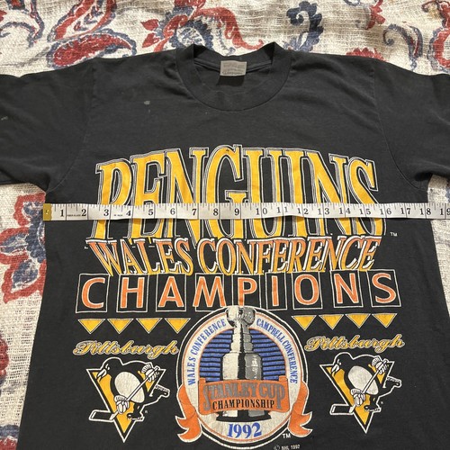 Vintage 1992 Pittsburgh Penguins Wales Conference Champions T-Shirt M Stanley - Bild 7 von 8