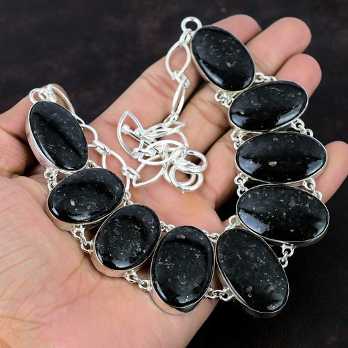 Nuummite Stone Sterling Silver Anniversary Chain Halloween Gift Necklace Jewelry - Picture 6 of 7