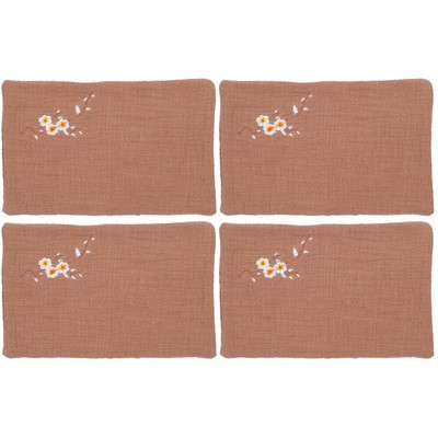  2 PCS Tea Napkins Cotton Linen Embroidered Cloth Easy Wiping Baby
