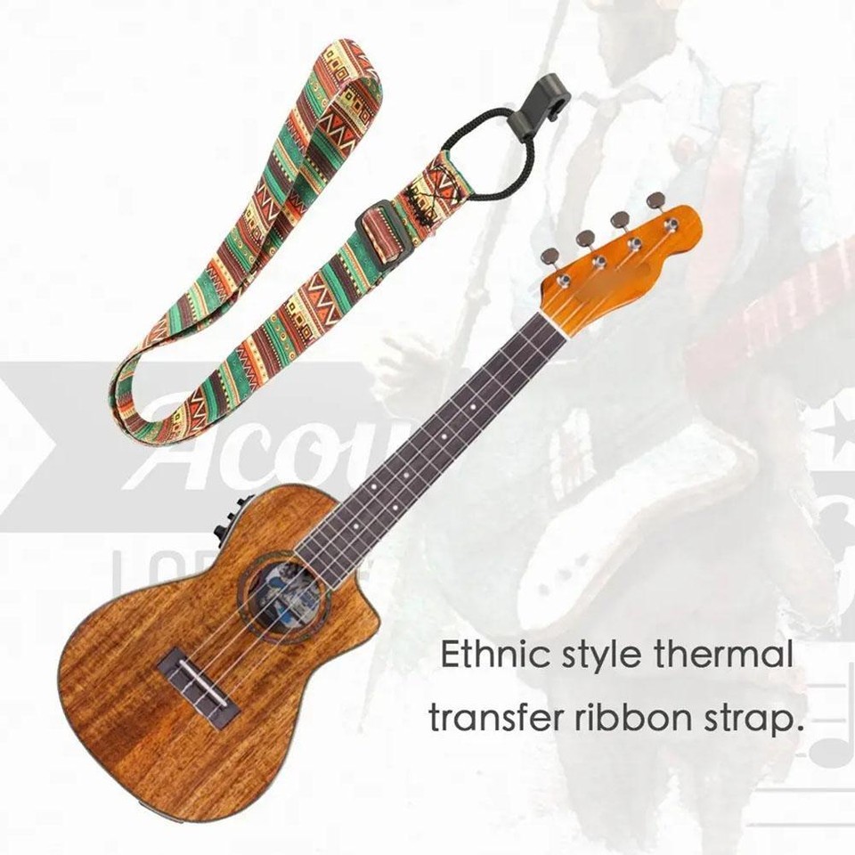 Guitar Strap Ethnic Pattern Hawaii Style Ukulele Strap Adjustable with