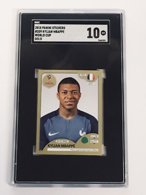 PSA9 RC mbappe panini 2018 W杯 2018 Panini Stickers World Cup Soccer Kylian Mbappe Gold SGC 10
