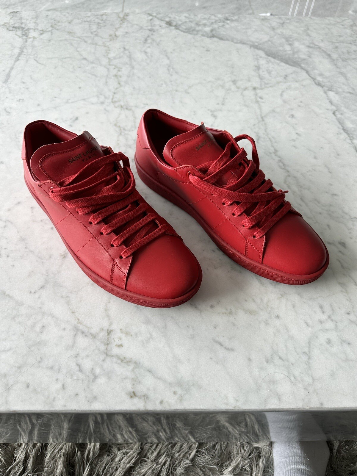 Sneakers basse uomo Yve Saint Laurent Paris SLP YSL corte rossa $845 euro taglia 41 US 9