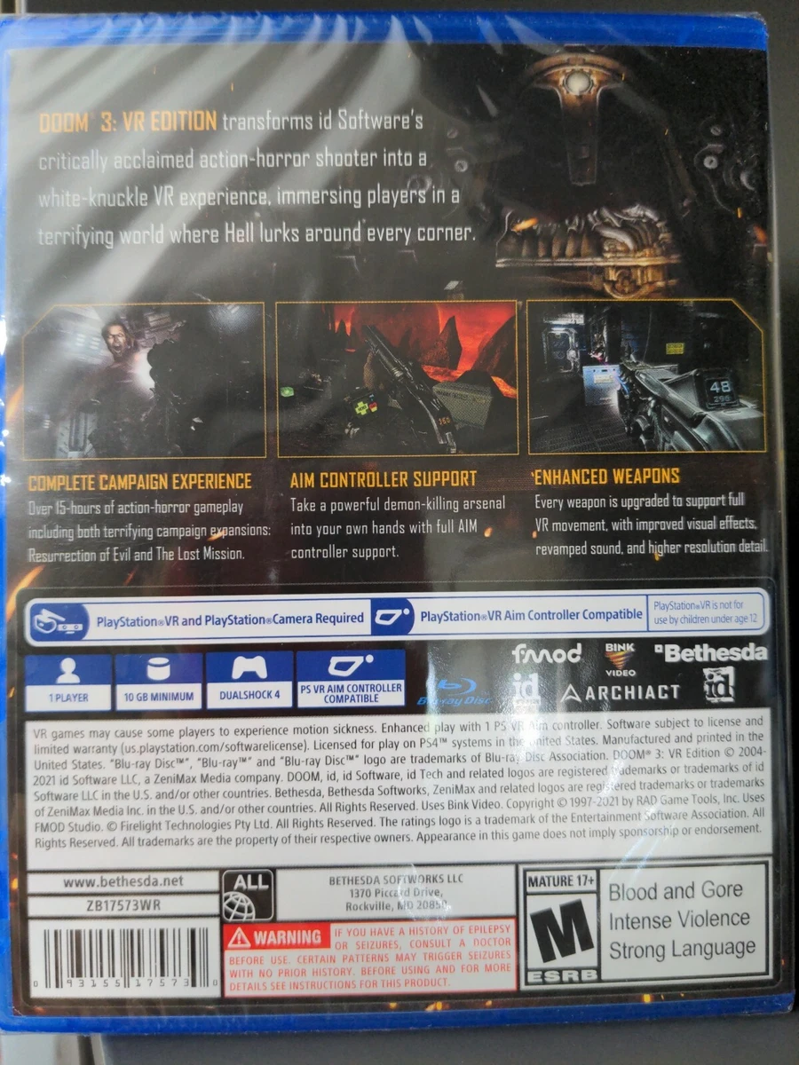 DOOM 3 VR Edition PSVR Playstation 4 5 HTF Brand New Sealed PS4