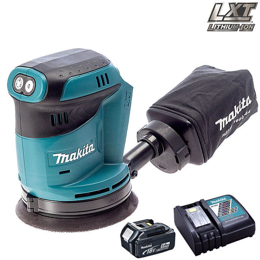 Makita DBO180Z 18V LXT Random Orbital Sander with 1 x 5.0Ah Battery & Charger eBay