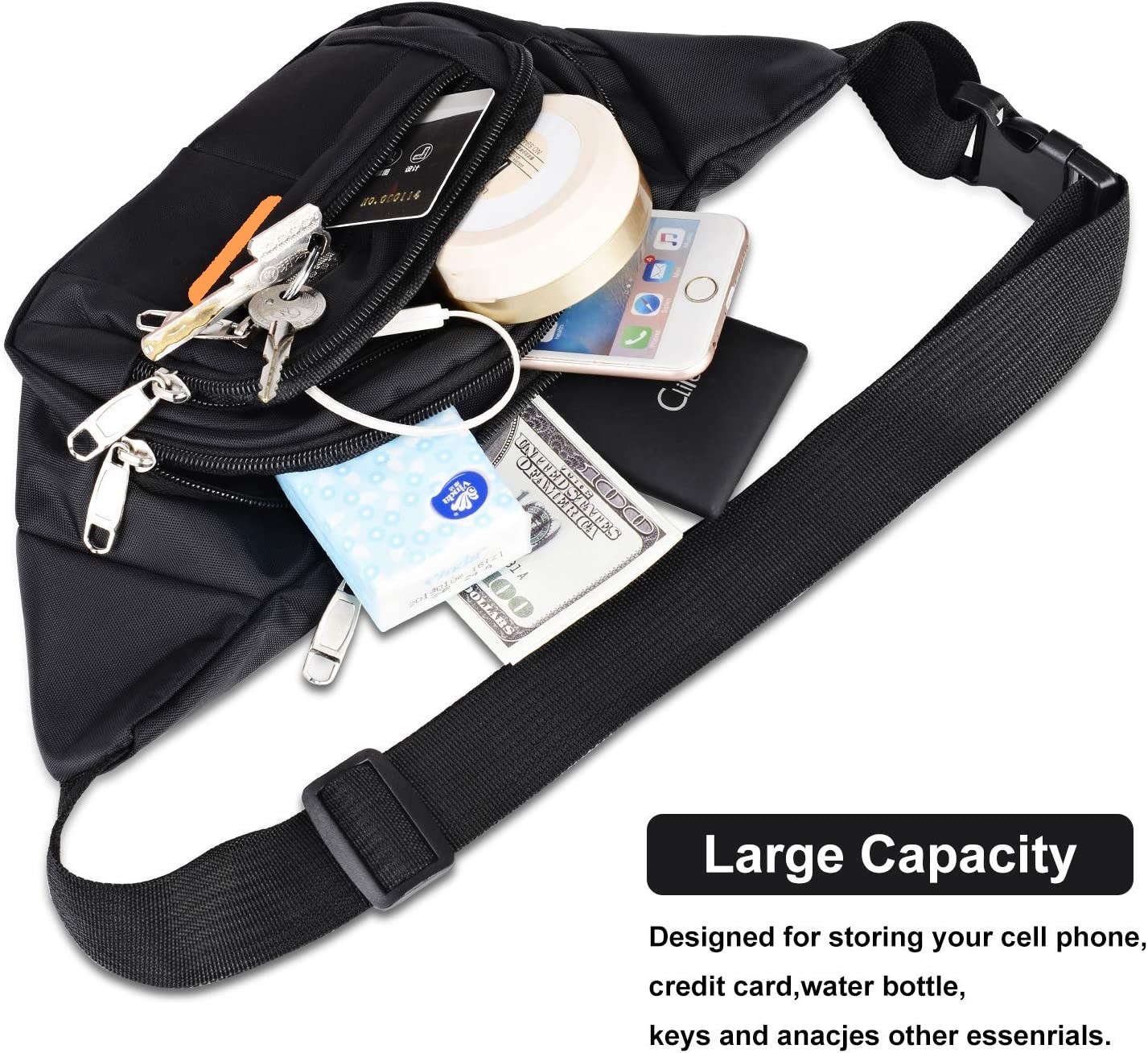 Men Women Fanny Pack Belt waist Bag Cross body Sling Shoulder Travel Sport Pouch