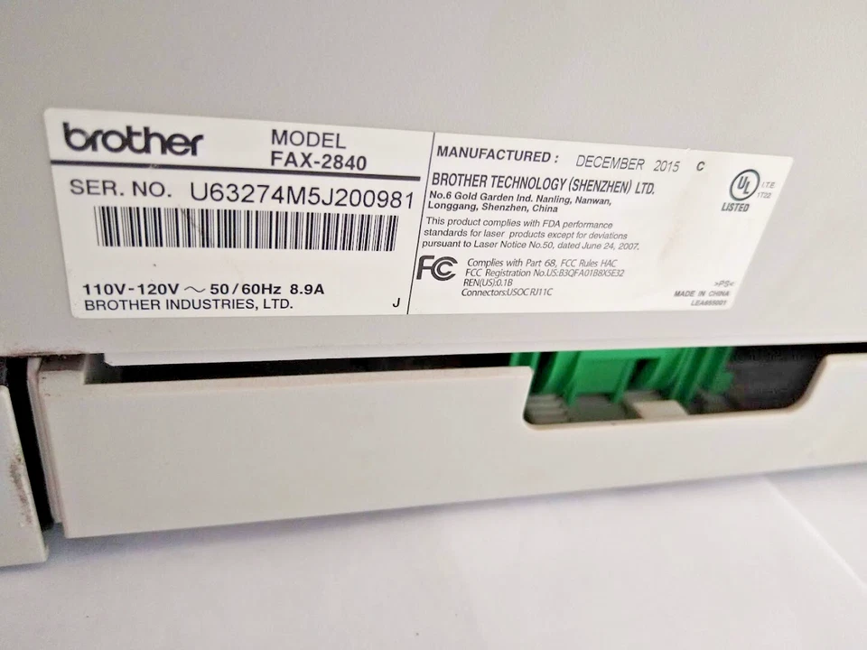 Brother Laser Fax Super G3 33.6kbps IntelliFax 2840 - Image 3 of 3