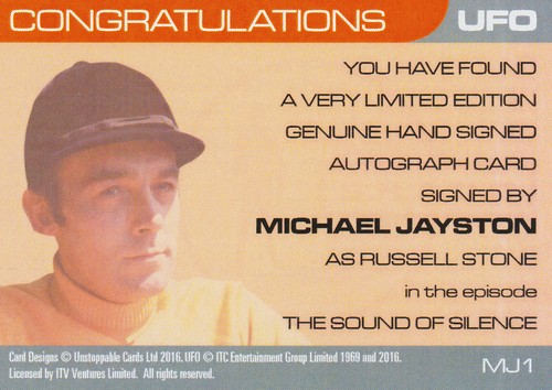 UFO Autogramm Sammelkarte MJ1 Michael Jayston als Russell Stone - Bild 2 von 2