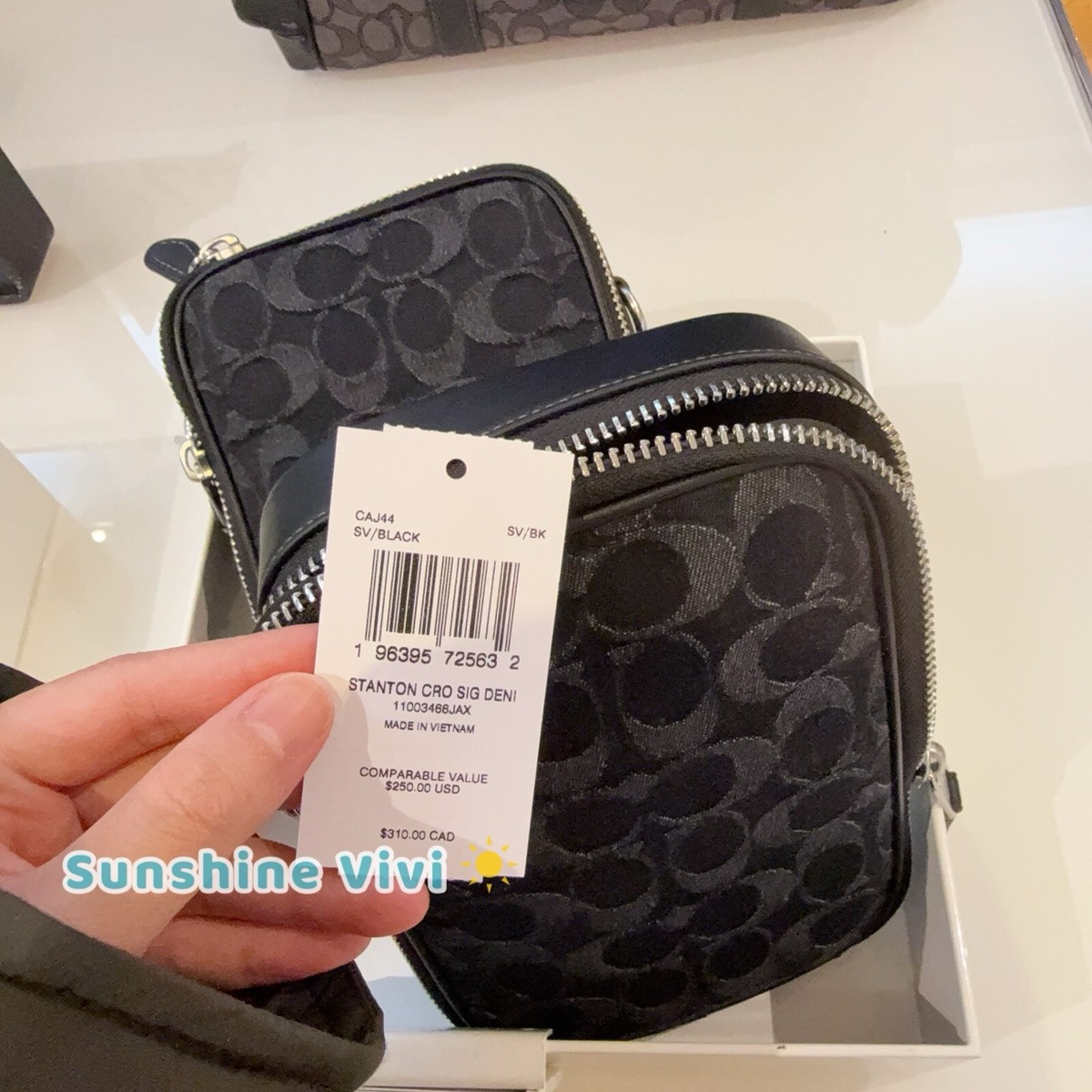 ショルダーバッグ COACH Stanton Crossbody Bag In Signature Denim  CAJ44 Coach Women's Stanton Crossbody Bag Silver / Black Signature