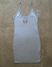 Shein Sz S Butterfly Bodycon Tank Dress Spaghetti Strap Gray