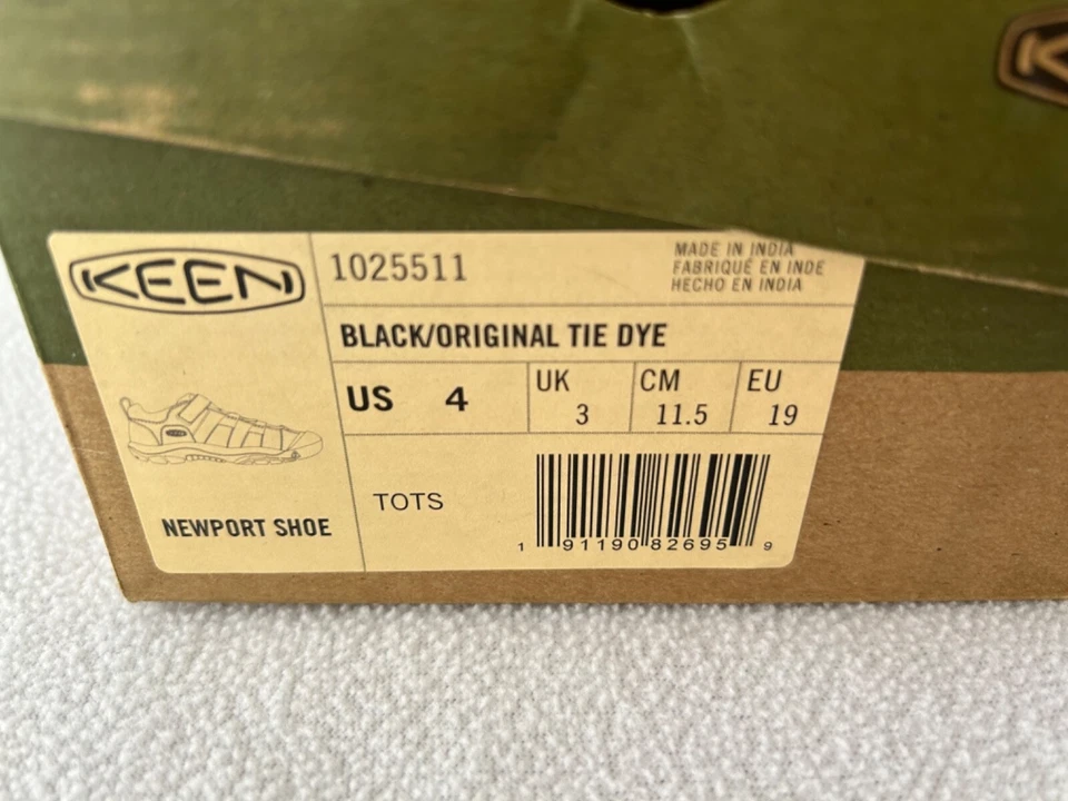 Keen 学步儿童鞋 Newport 黑色领带染料 4 码全新 — 第 3/4 张图片