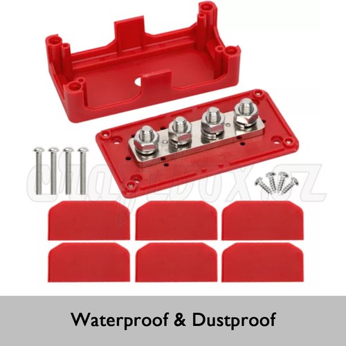 Power Distribution Block Heavy Duty Bus Bar Box M8*4 Terminal Studs 12V-48V 300A - Picture 6 of 15