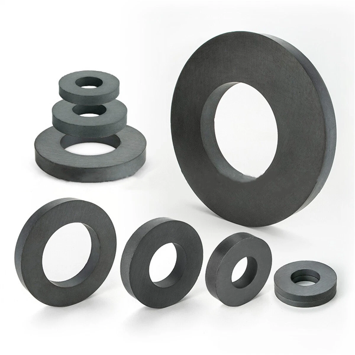 3PCS Ferrite Magnet Ring Magnets Hole 22~40mm Permanent Black Round