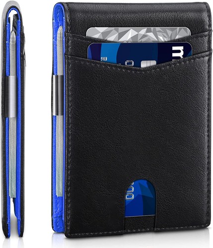 Men Genuine Leather RFID Blocking Card Holder Wallet with Money Clip for Men - Picture 11 of 25