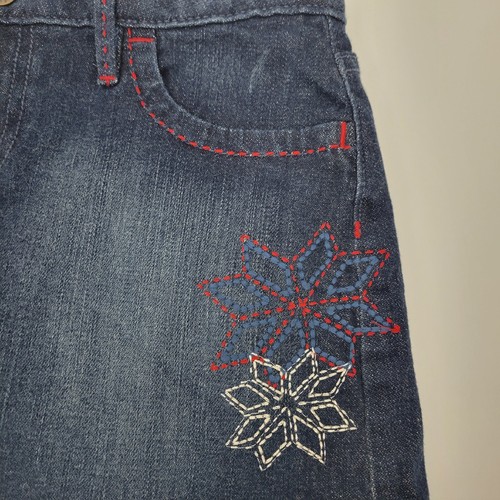 GAP Kids Denim Skort Skirt Size 14~26×12~Pinwheel Star Embroidered~Stitching~NWT - Picture 4 of 9