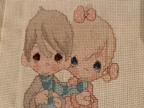 Precious Moments Completed Cross Stitch - Blest be the TIE that binds - 17"x11" - Picture 3 of 6