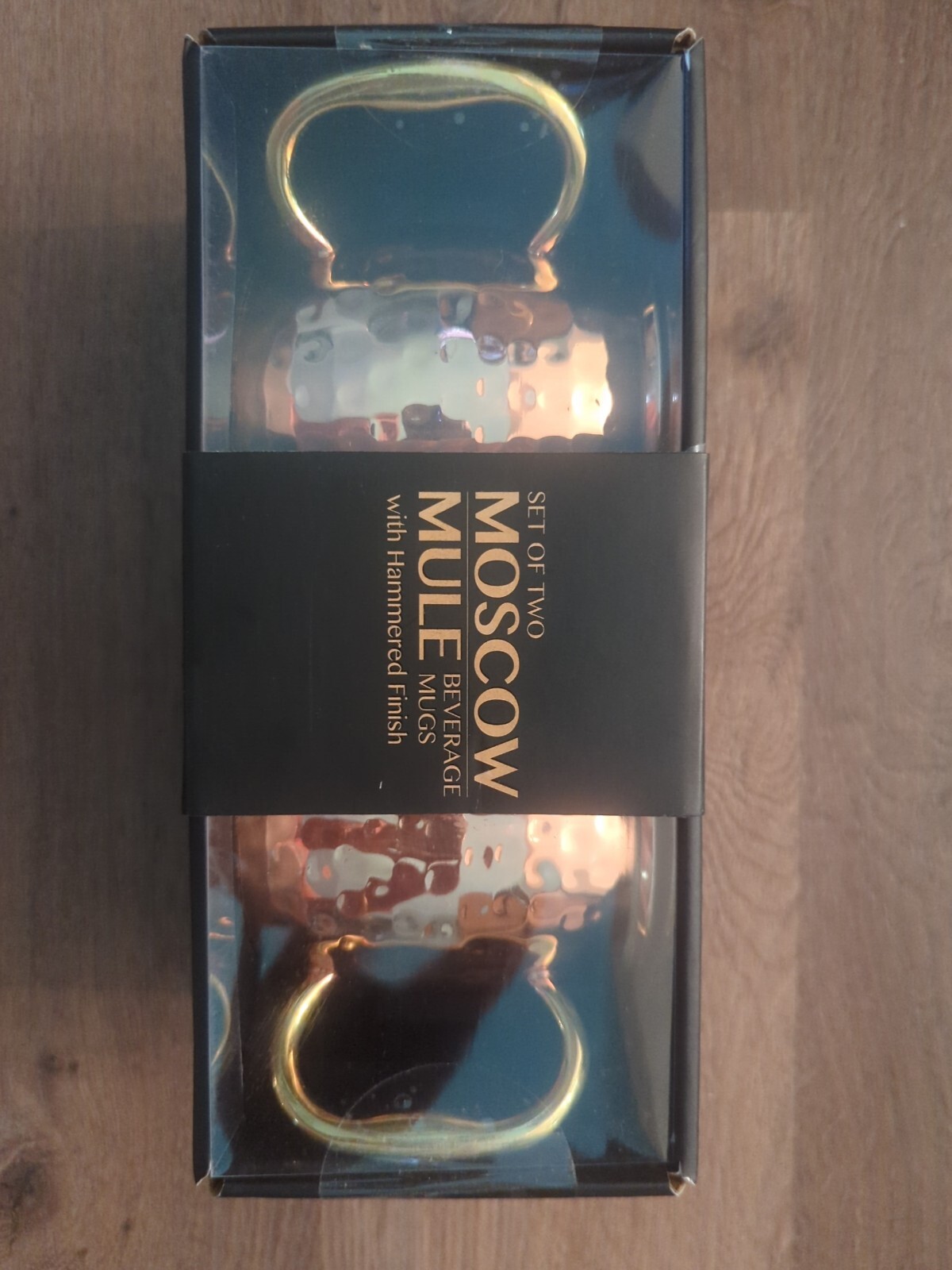 NEW SEALED Godinger Set of Two Moscow Mule Mugs Hammered Copper Finish