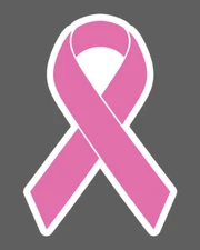 Breast Cancer Awareness Ribbon Full Color White Offset Sticker Car Truck Laptop