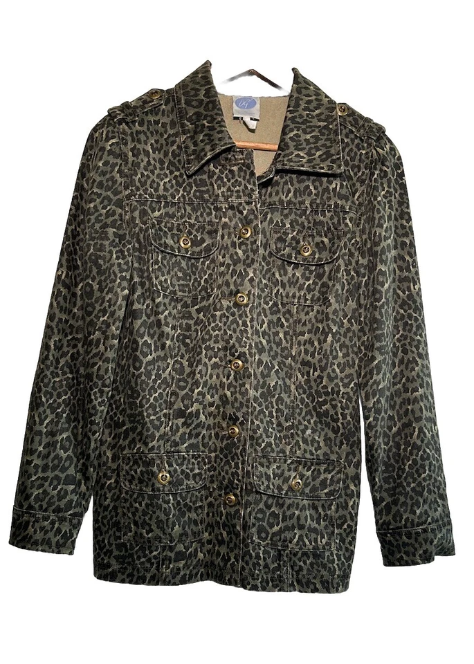 Chaqueta Blazer Vintage Diane Gilman Camuflada Estampado Guepardo Talla S Y2K Foto 2 de 4