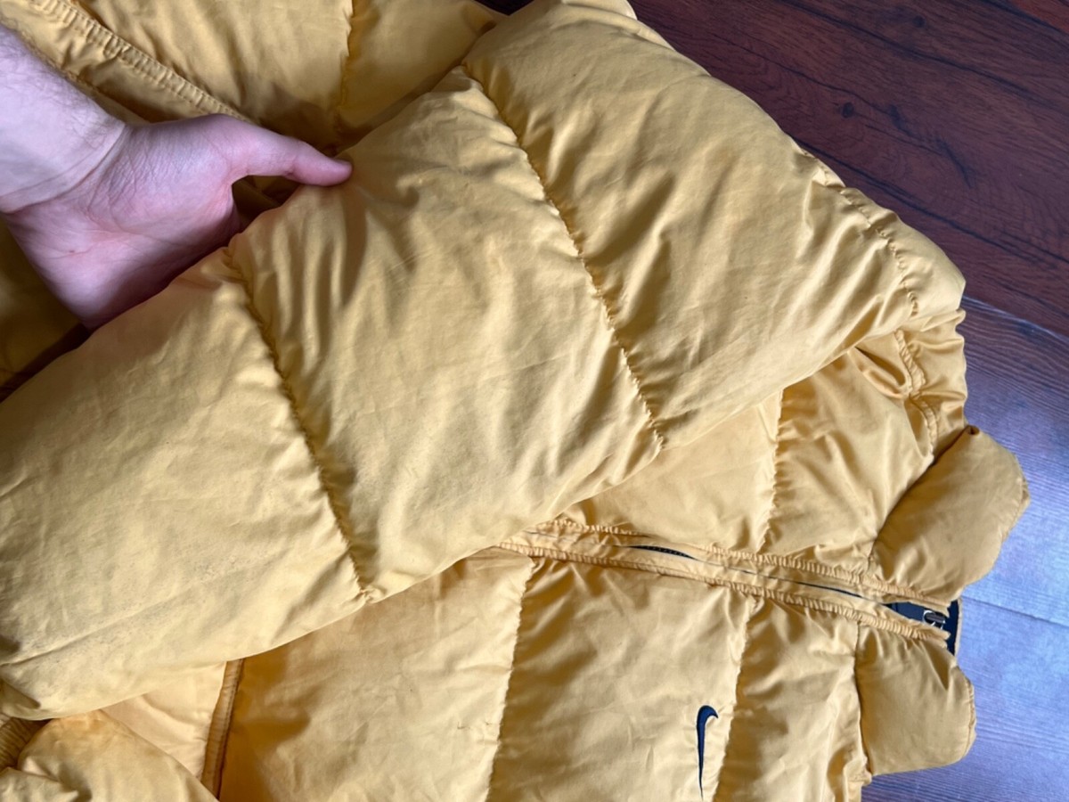 Rare Vintage 90s Nike Puffer Jacket Yellow Hype Streetwear M Rare Vintage 90s Nike Puffer Jacket Yellow Hype Streetwear M