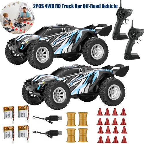 2 STCK. 1:32 Mini High Speed 20 km/h RC Auto Fernbedienung Offroad LKW Buggy Spielzeug - Bild 1 von 12