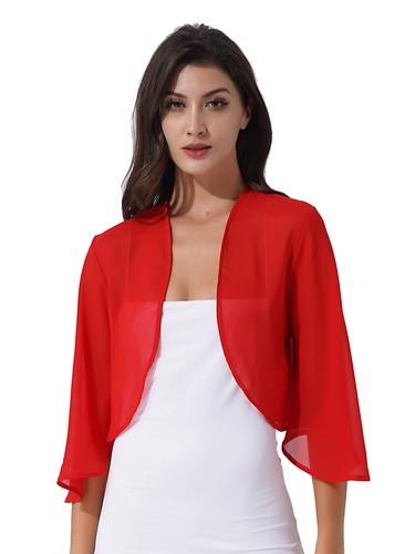 Damen Chiffon Cardigan Tücher Damen Elegant Transparent Halstuch Schal Cape Weich Achselzucken - Bild 3 von 77
