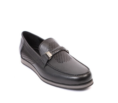 ROBERTO SERPENTINI 756a Black Leather Moccasins Loafers Shoes 44 / US 11