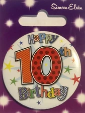 Small Birthday badge, 10th, 13th or 16th Birthday, Simon Elvin, party, brand new
