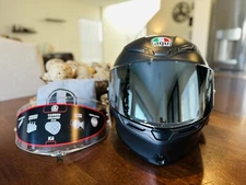 AGV K6 Matte Black Racing Motorcycle Helmet Size XXL w/Cardo Freedom4X &2 Visors