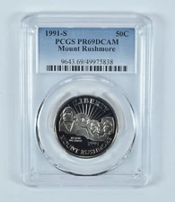 1991-S Mount Rushmore Commemorative Half Dollar PR69 DCAM PCGS Blue Label