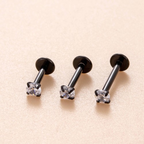 Titanium Ear Helix Tragus Cartilage Earring Lip Crystal Bar Stud Body Piercing ↕ - Picture 7 of 26