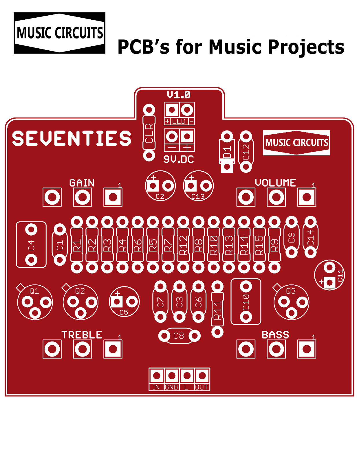 Pedale chitarra Seventies Distortion FX PCB - Colorsound powerboost overdrive clone