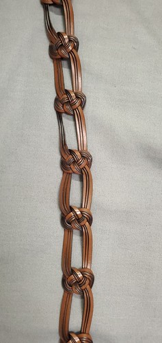 Vintage Leather Belt Womens 34 Ornate Medallion Buckle Knotted Western Boho Vtg - Picture 7 of 19