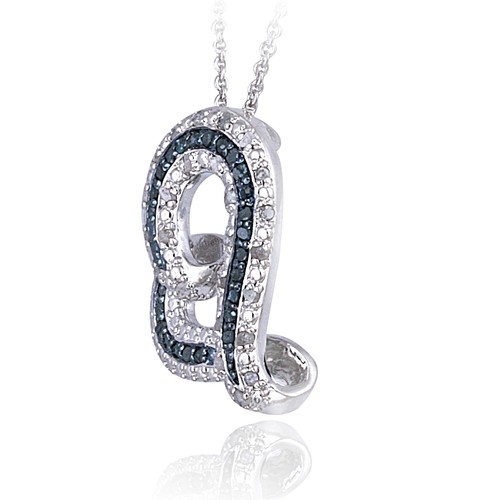 Collar corazón flotante diamante azul o blanco y negro TDW de 0,50 quilates - Imagen 2 de 5