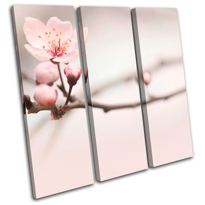 Cherry Blossom Pink Floral TREBLE Leinwand Wand Kunst Bild drucken