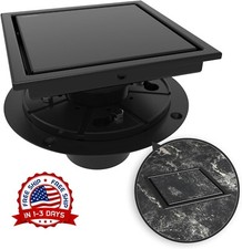 Desag e de piso cuadrado de ducha de 6 pulgadas color negro con brida reversible