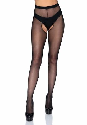 Leg Avenue Plus Size Strumpfhose im Schritt offen schwarz One Size 42 - 44 - Bild 1 von 4
