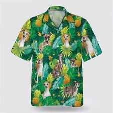Whippet Dog Leaves Green Tropic Pattern Hawaiian Shirt 8211 Gift For Dog Lover