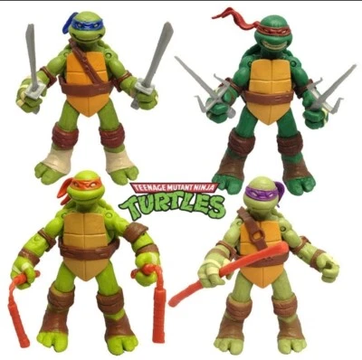 Tortue Ninja Figurine Articulé Lot 4 Pieces Leonardo Michelangelo Donatello Raph