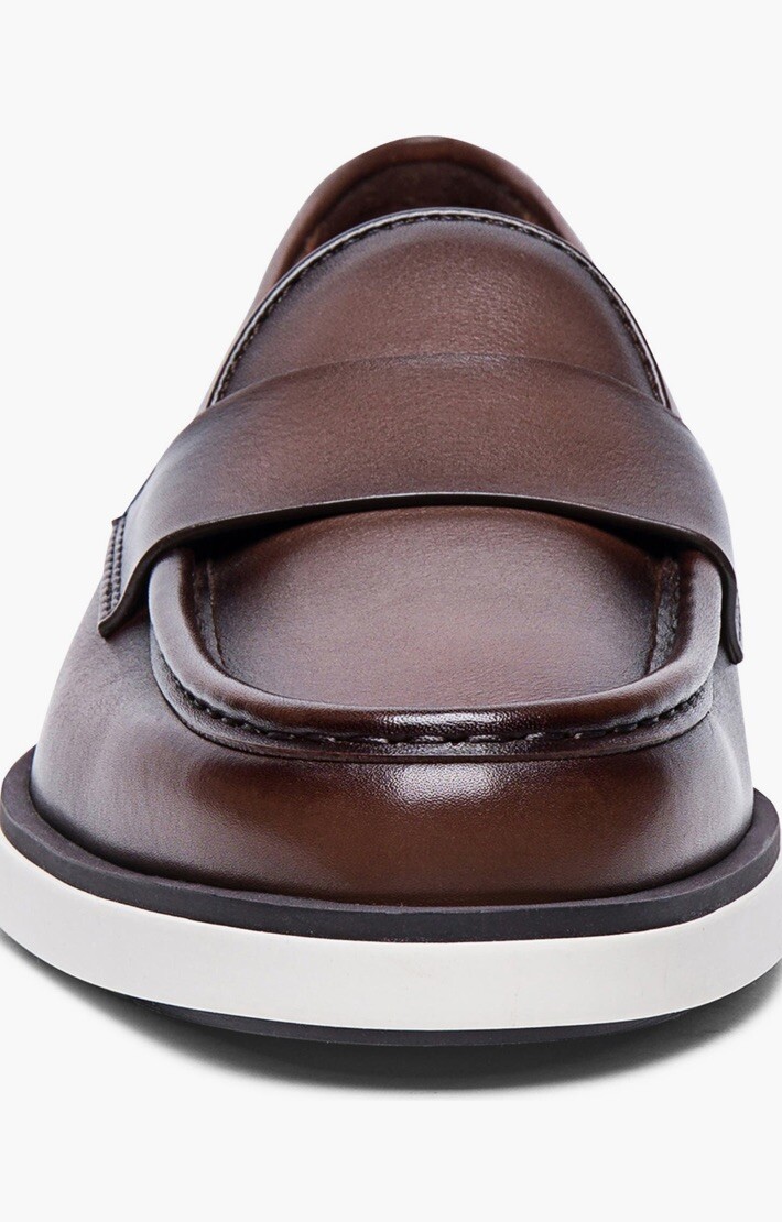 Santoni “DETROIT” Brown Leather Loafers Size 6.5 UK/US 7.5