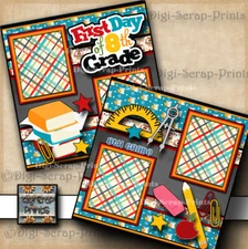 EIGHTH 8TH GRADE Middle School premade scrapbook pages printed digiscrap A0370