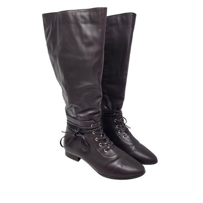 Comfortview Brown Faux Leather Audrina 14813 Wide Width Knee High Boots Size 9 W