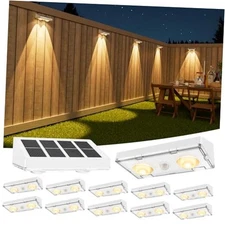 VOLISUN Luces solares para valla, paquete de 12 luces Paquete de 12 Blanco