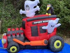 NEW 2016 Gemmy 6 ANIMATED Ghost HOTROD Lighted Halloween Airblown Inflatable