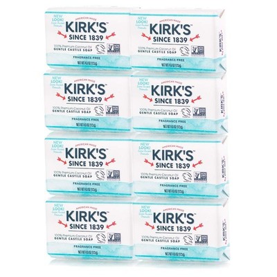 Original Coco Castile Bar Soap Fragrance Free 4 Ounces (8 Pack)