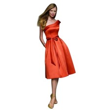 Perfect Mori Lee Madeline Gardner one Shoulder Full Skirt Autumn Orange Size 6