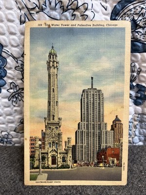 Vintage Old Water Tower And Palmolive Building, Chicago Postcard