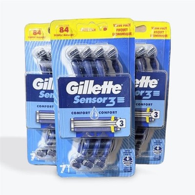 Gillette Sensor3 Comfort Disposable Razors - Case of 3 (24 Razors Total)