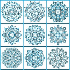 9 PCS Large Mandala Stencils 12x12 Inch Reusable Templates DIY Wall Crafts