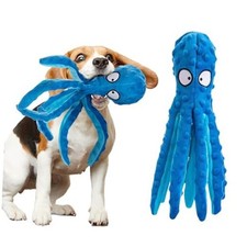 Squeaky Dog Toys - No Stuffing Octopus Soft Plush Crinkle Toys to Keep Blue