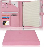 Schreibmappe A4 Leder Portfolio Dokumentenhalter Ringbuch Klemmbrett Rosa